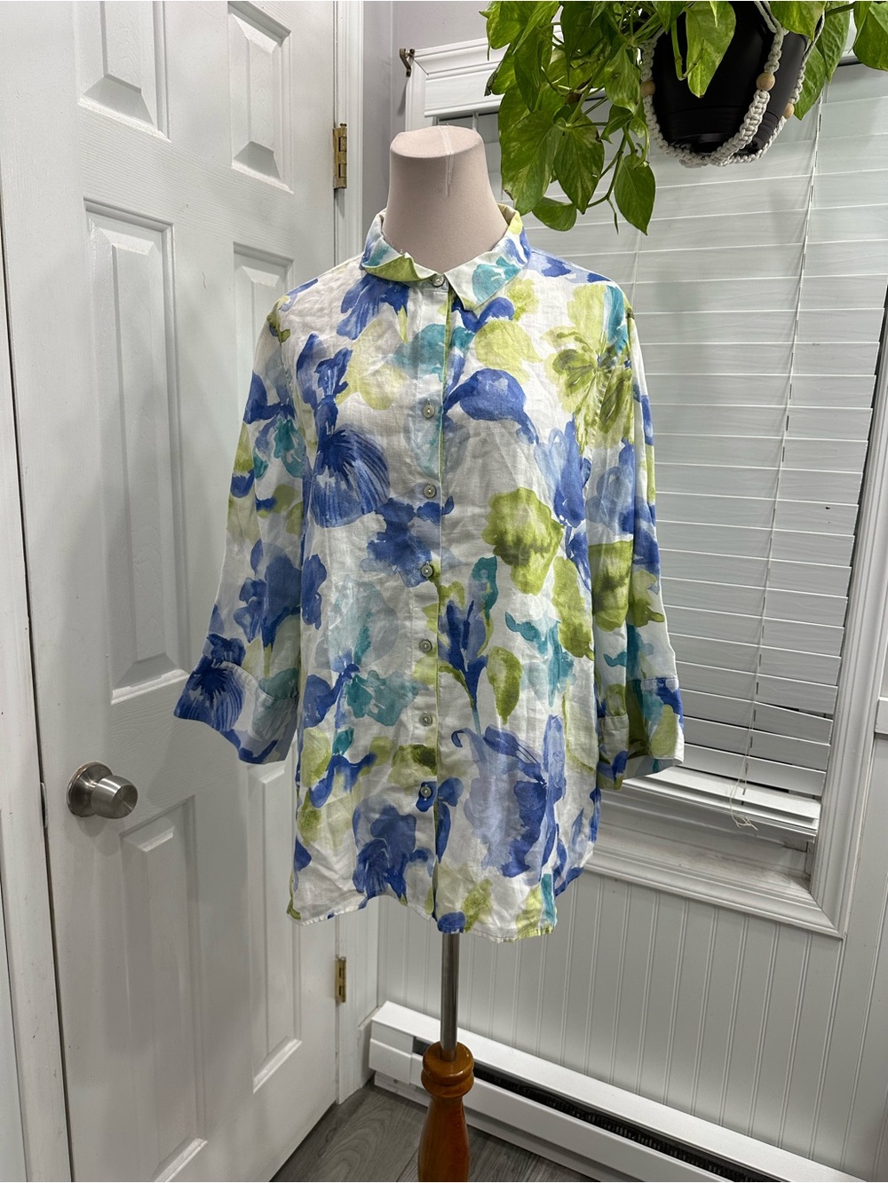 Chico's Floral Button-Down Shirt - Blue & Green